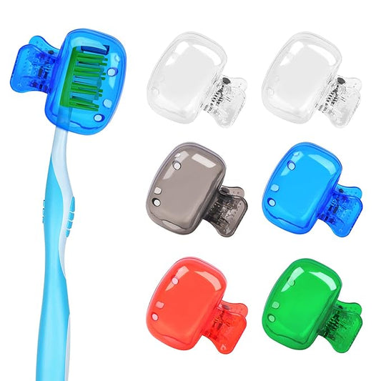 Toothbrush Head Cover Cap Toothbrush Coverings Clips Portable Toothbrush Protector Toothbrush Storage Head Cover for Bathroom Home Travel Toothbrush Case, Blue, Red, Gray, Green, Clear, Toothbrush Head Cover Cap