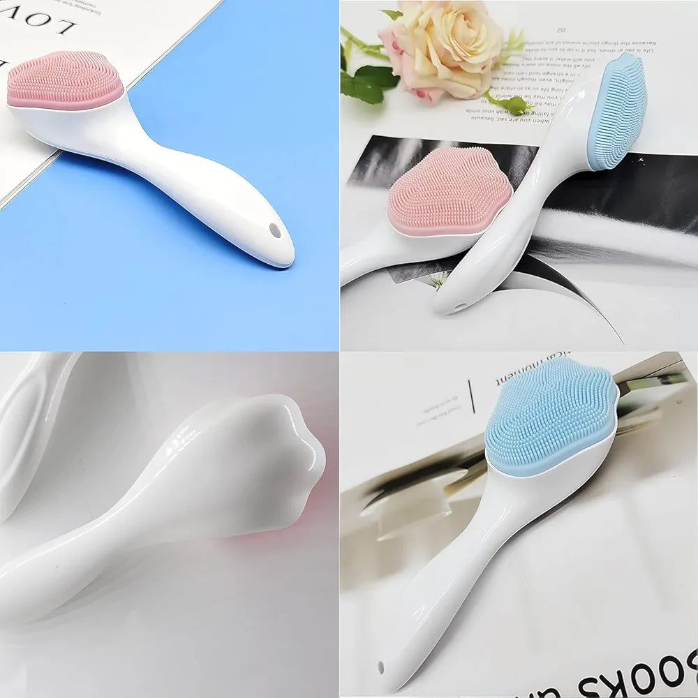 Face Cleansing Brush Soft Silicone Face Wash Brush Face Scrubber Manual Waterproof Cleansing Skin Care Face Brushes for Cleaning (MULTI-COLOR)