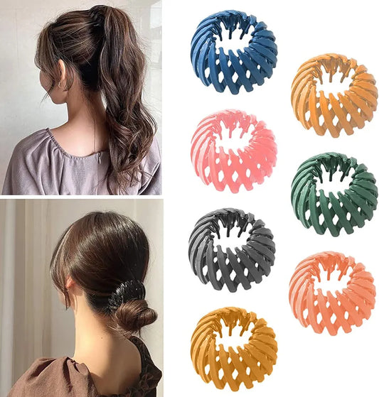Clicksquad (6 Pcs)Women Bird Nest Hair Clips Holder Plastic Ponytail Holder Bun Clip Bun Maker Bird Nest Shaped Hair Clips(Multicolor)
