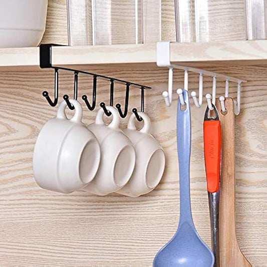 Multifunctional 6 Metal Door Hook Organiser/Hook Hanger Suitable for Room, Kitchen, Bathroom, Random Color