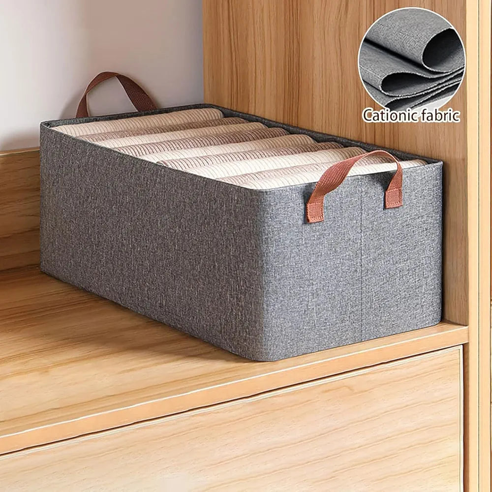 Foldable Cloth Basket for Storage with Metal Frame and Handles, Clothes Organizer for Wardrobe, Clothing Storage Solutions, Wardrobe Organizer for Clothes, Toys, Shelves (26 L – Gray)