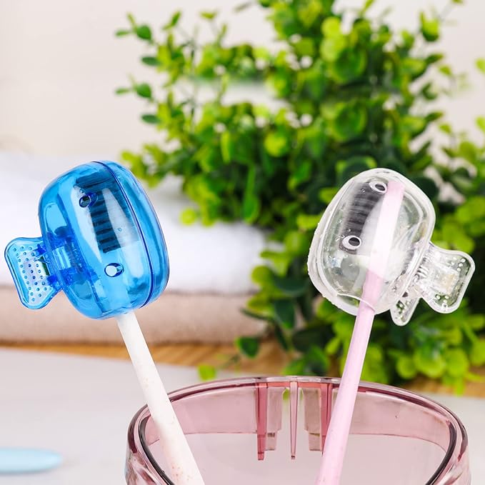 Toothbrush Head Cover Cap Toothbrush Coverings Clips Portable Toothbrush Protector Toothbrush Storage Head Cover for Bathroom Home Travel Toothbrush Case, Blue, Red, Gray, Green, Clear, Toothbrush Head Cover Cap