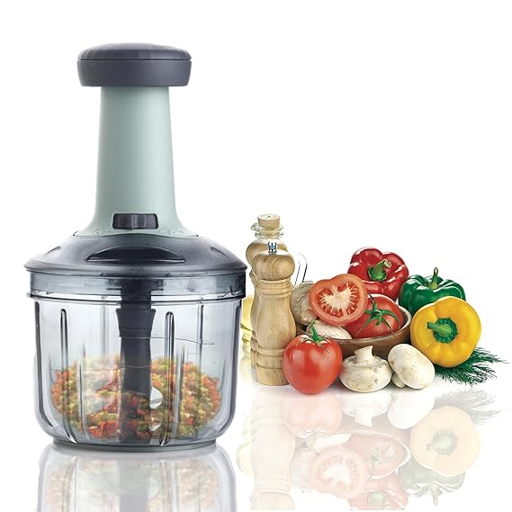 Hand Push and Chop Vegetable and Fruit Cutter Chopper with Easy Push and Close Button | With Steel Sharp Blade and Seprator 650ml