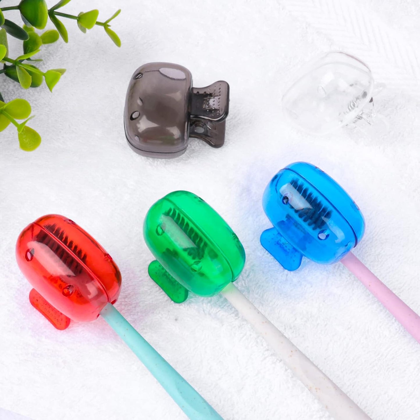 Toothbrush Head Cover Cap Toothbrush Coverings Clips Portable Toothbrush Protector Toothbrush Storage Head Cover for Bathroom Home Travel Toothbrush Case, Blue, Red, Gray, Green, Clear, Toothbrush Head Cover Cap