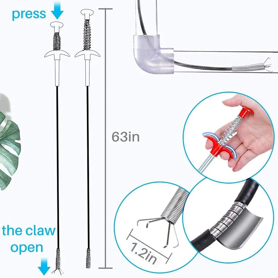 Stainless Steel Toilet, Pipe, Sink, Chimney, Wash Basin & Drain Cleaning Claw Spring Wire, Multifunction & Multi Use Drainage Block Hair Cleaner Tools