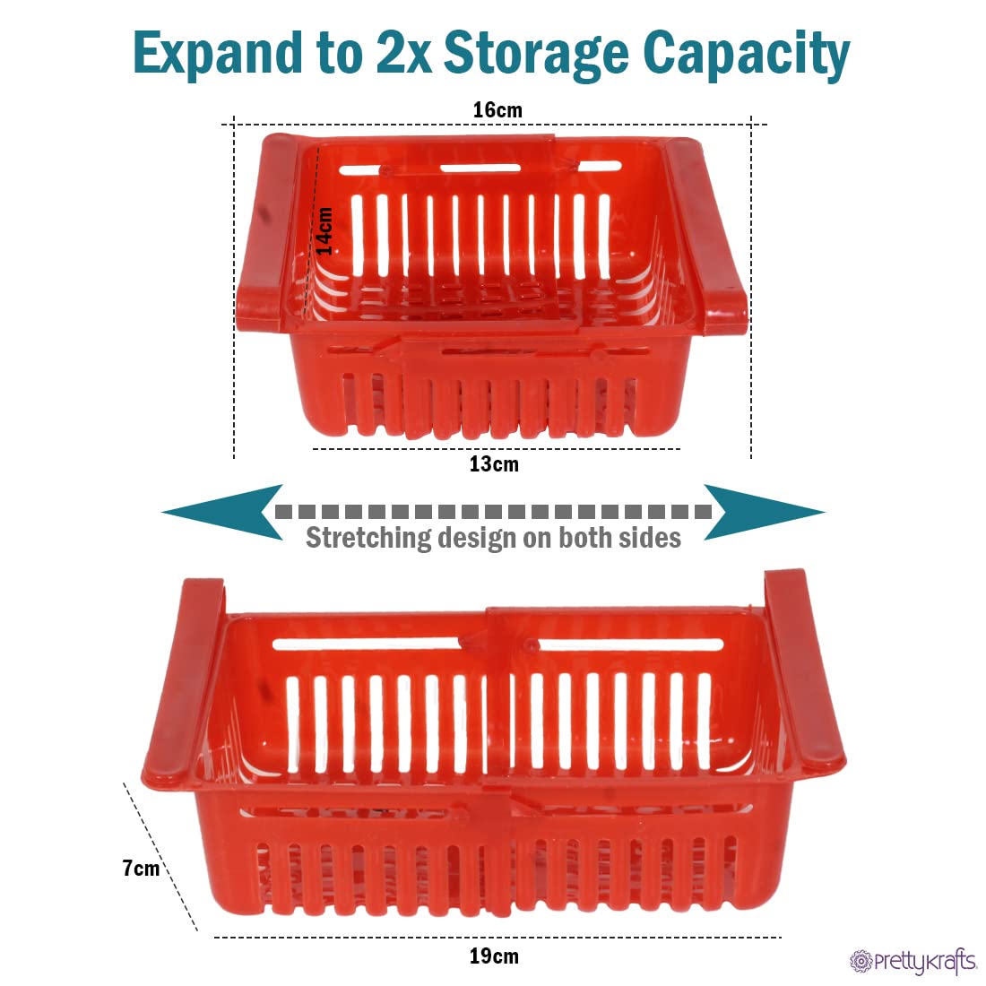 Plastic Fridge Organizer Drawer, Adjustable Fridge Storage Basket Pack of 4