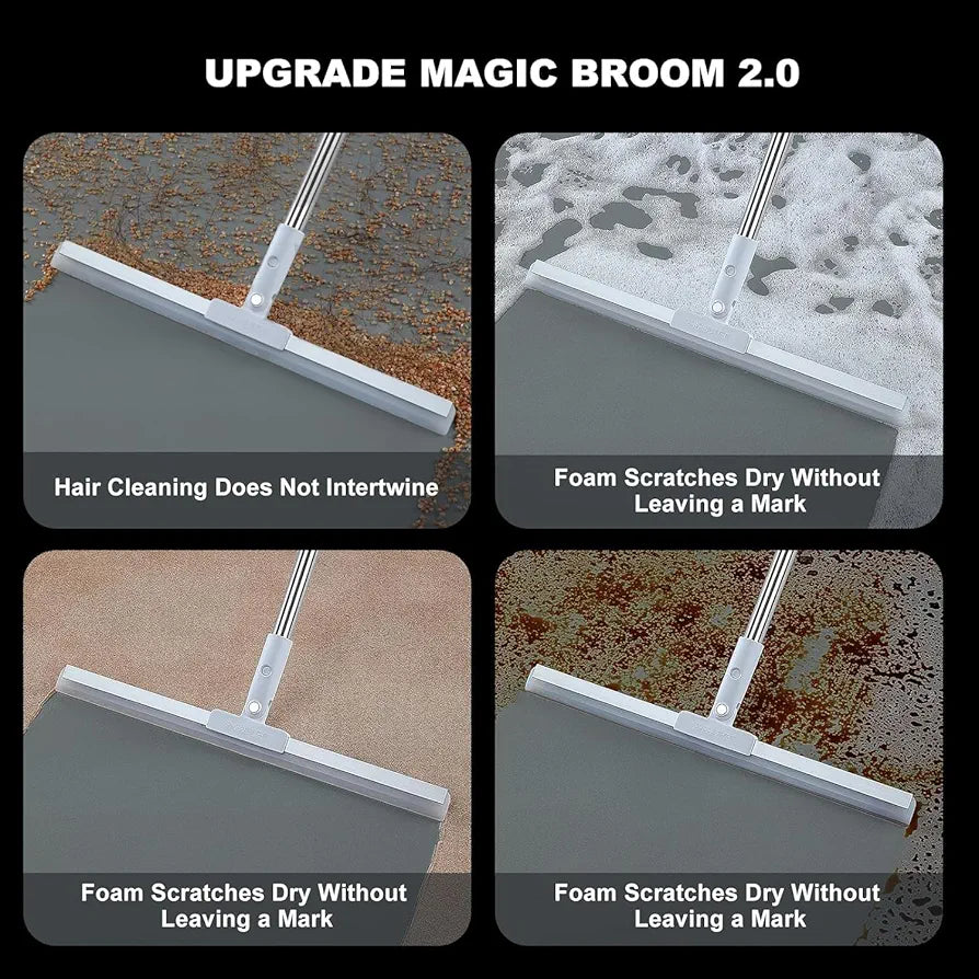 Multifunctional Magic Broom Sweeper | Detachable Indoor Cleaning Broom | Silicone Floor Squeegee Broom with Extended Handle | 180-Degree Rotatable Wiper