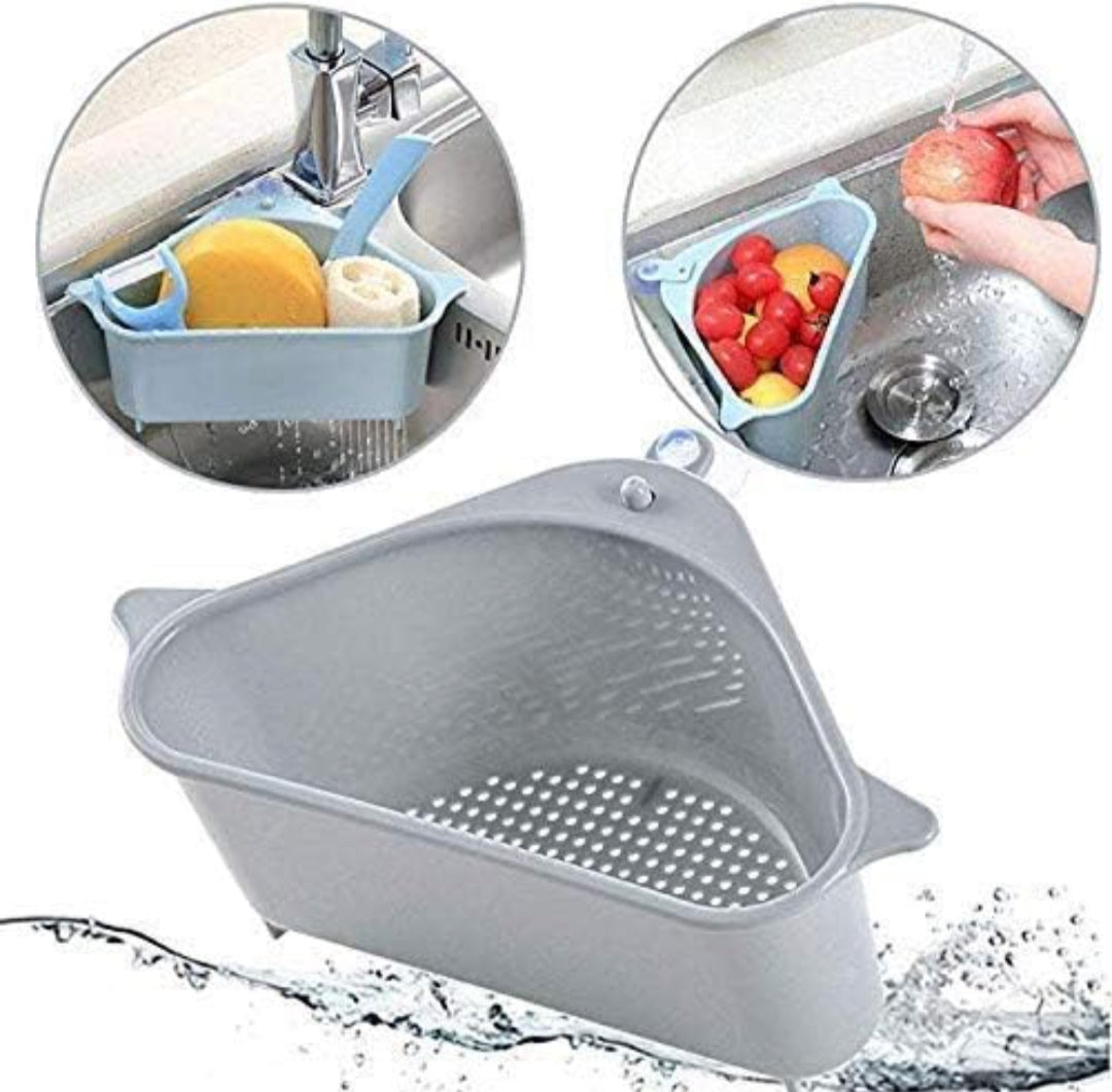 Sink Basket, Triangular Multifunctional Drain Shelf Sink Storage Rack Kitchen Sucker Storage Holder Bathroom Support Corner Hanging Shelf Soap Box Organizer