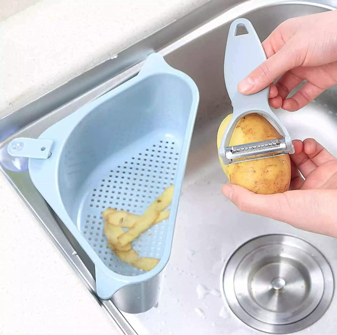 Sink Basket, Triangular Multifunctional Drain Shelf Sink Storage Rack Kitchen Sucker Storage Holder Bathroom Support Corner Hanging Shelf Soap Box Organizer