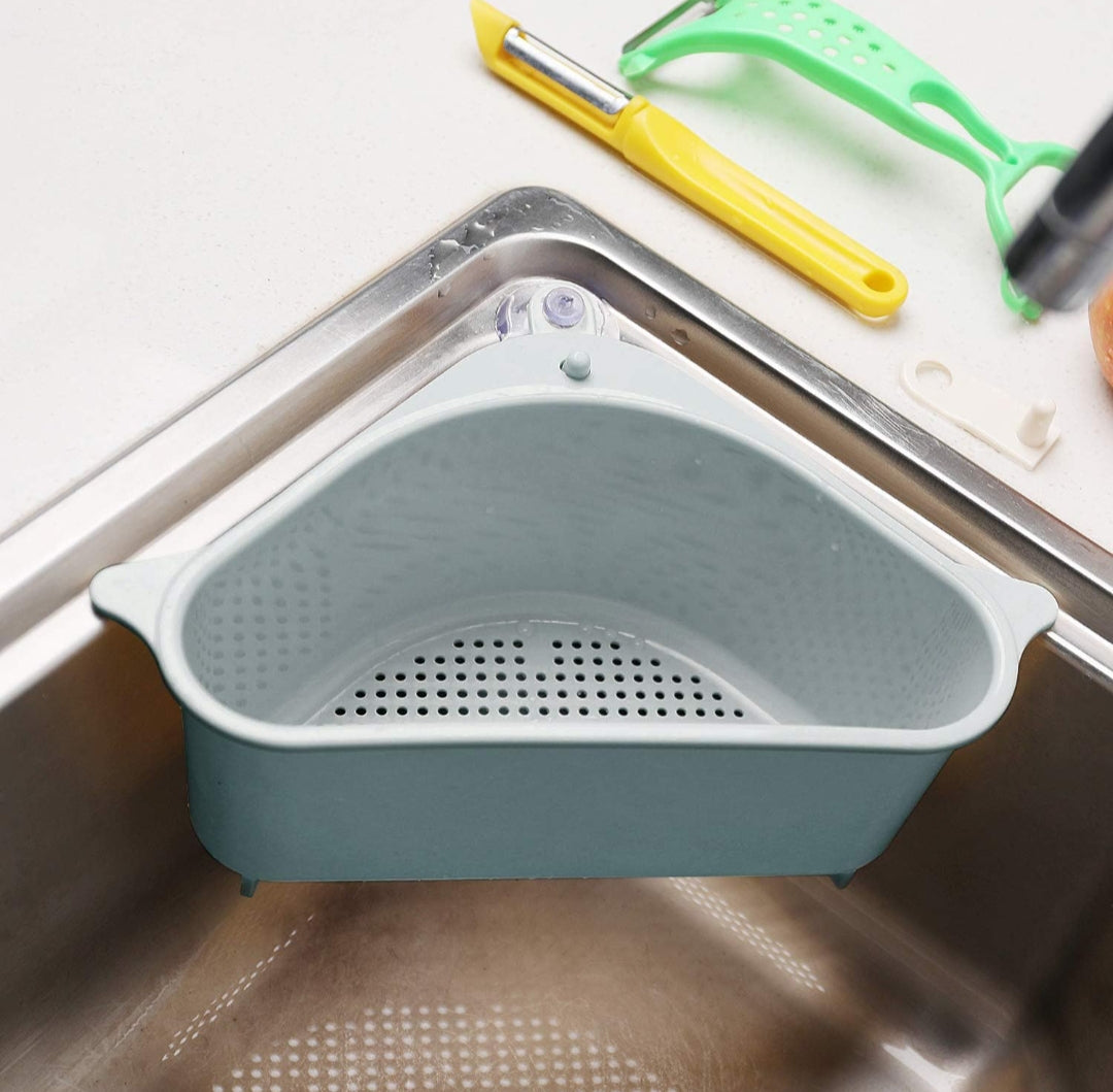 Sink Basket, Triangular Multifunctional Drain Shelf Sink Storage Rack Kitchen Sucker Storage Holder Bathroom Support Corner Hanging Shelf Soap Box Organizer