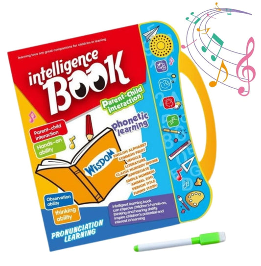 Intelligence Book For Kids, Musical Educational Phonetic Learning Book, Children Electronic Activity Book With English Alphabets Numbers Words Rhymes, Interactive Book for Boys Girls 3+ years