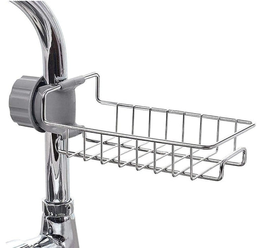 Stainless Steel Kitchen and Bathroom Faucet Soap Scrubbers Sponge Holder Rack Hanging Sink Organizer Stand Caddy Rack Towel Holder