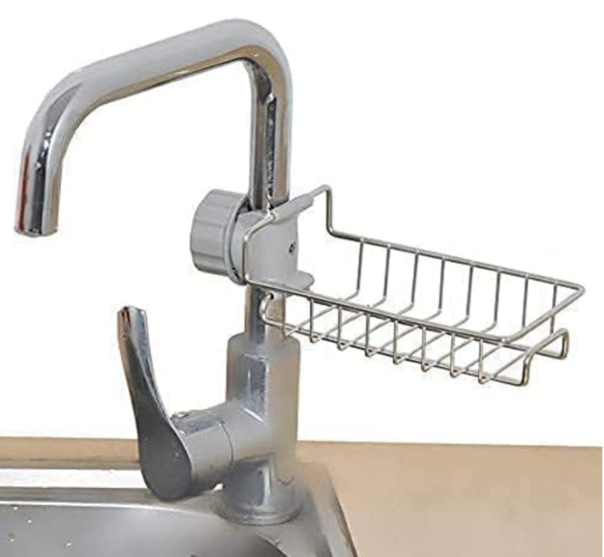 Stainless Steel Kitchen and Bathroom Faucet Soap Scrubbers Sponge Holder Rack Hanging Sink Organizer Stand Caddy Rack Towel Holder