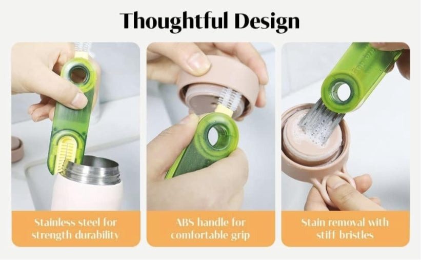 in 1 Multifunctional Cleaning Brush,3 in 1 Tiny Bottle Cup Lid Detail Brush Straw Cleaner Tools Multi-Functional Crevice Cleaning Brush,Multifunctional Cleaning Brush