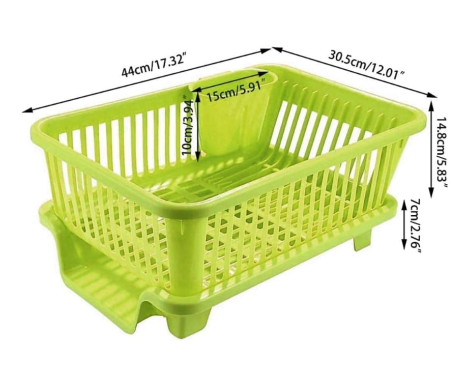 Plastic Durable Kitchen Drainer Dish Rack Organizer/Drying Tray, Dish Rack with Drying Tray (Brown & Beige, 45 x 32 x 18 cm, Dish Rack Br&B)