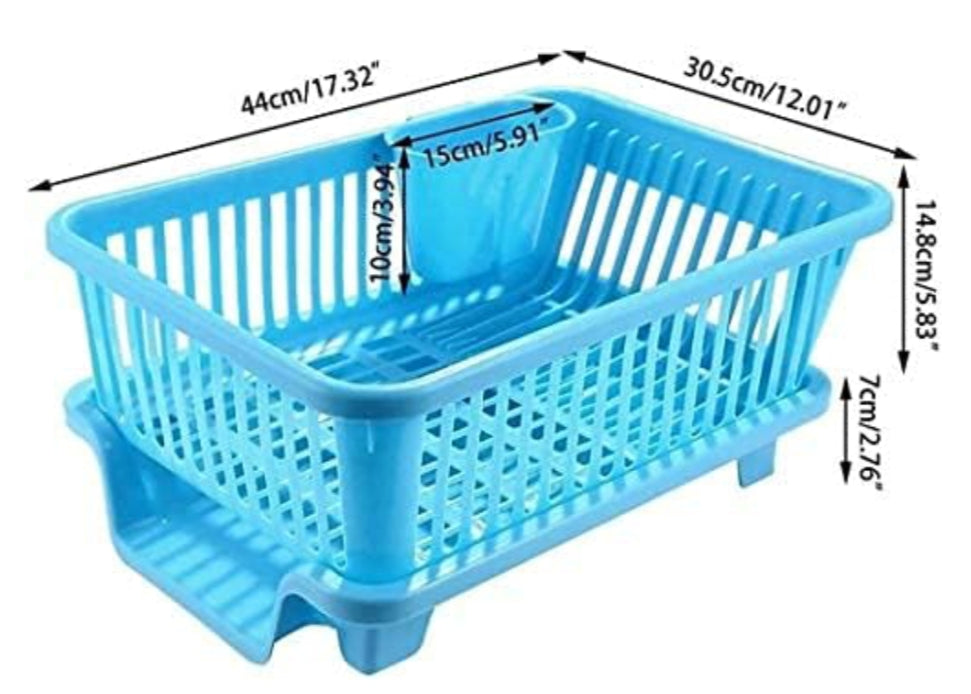 Plastic Durable Kitchen Drainer Dish Rack Organizer/Drying Tray, Dish Rack with Drying Tray (Brown & Beige, 45 x 32 x 18 cm, Dish Rack Br&B)