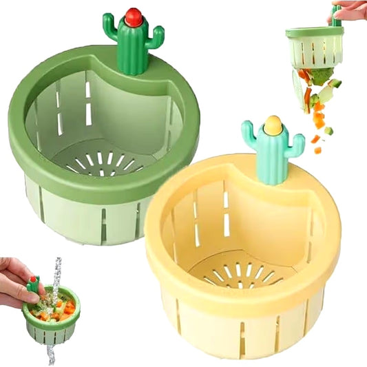 Cactus Kitchen Sink Drain Strainer, Press Automatic Dumping Basket, Kitchen Waste Collector Filter, Multi-Functional Home Use Cactus Sink Draining Basket Filter Net Lifting Basket