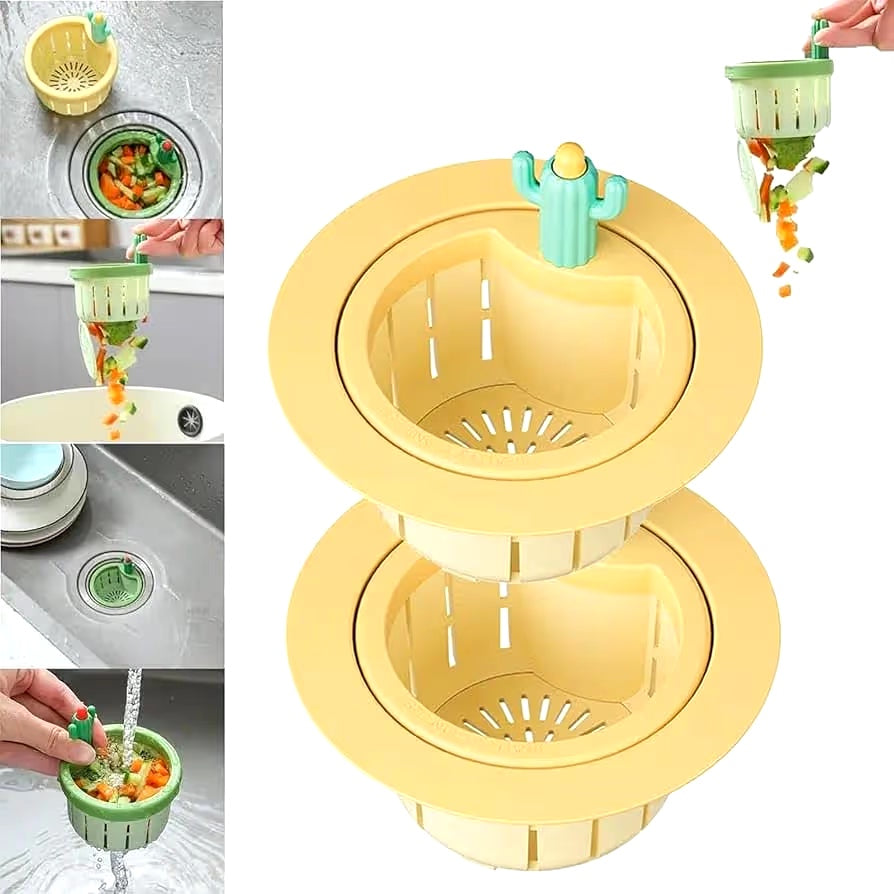 Cactus Kitchen Sink Drain Strainer, Press Automatic Dumping Basket, Kitchen Waste Collector Filter, Multi-Functional Home Use Cactus Sink Draining Basket Filter Net Lifting Basket