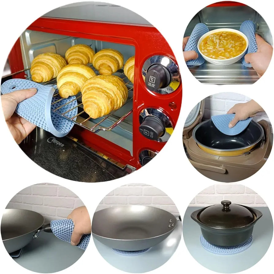 4 PCS Silicone Trivet Mats, Food Grade Silicone, BPA Free, Versatile Silicone Hot Pads for Kitchen, Suitable for Fondue Mats, Can Openers and Spoon Rests