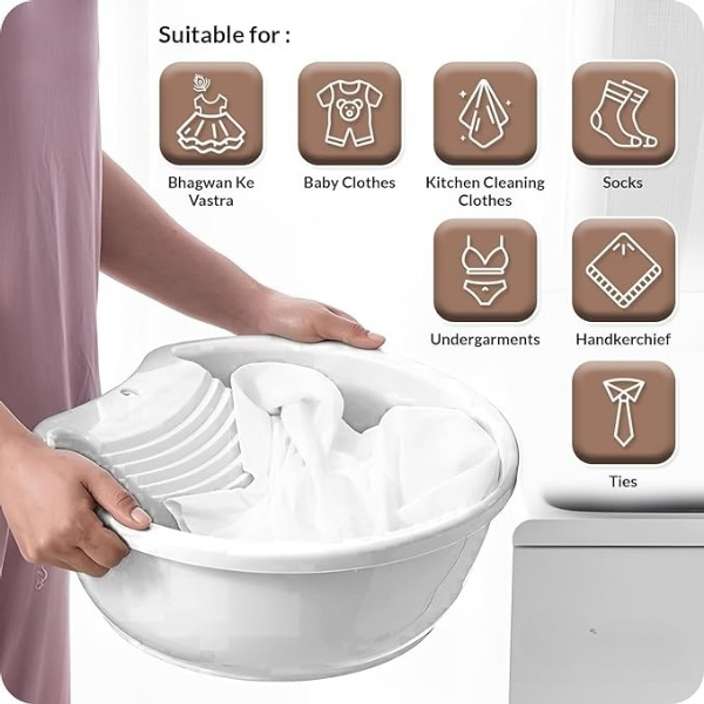 Plastic 1 Piece Wash Board/Washing Board for Clothes/Wash Board Basin for Washing Clothes/Wash Board Basin Tub for Clothes/Wash Board Basin/Anti-Slip Board for Small Clothes