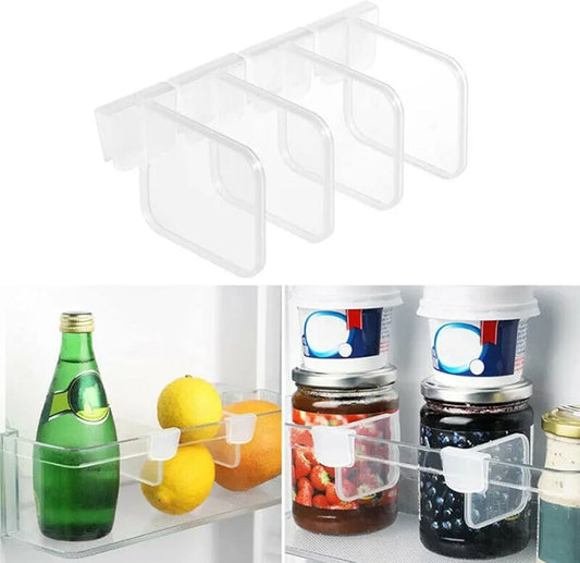 Refrigerator Internal Drawer Shelf Divider Clip Expandable Fridge Drawers Storage Partition Clips Storage Organizer Space Dividing Bottle ( 4ps white)