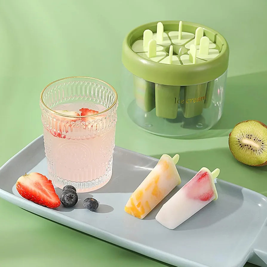 Set of 8 Plastic Food Grade BPA-Free Plastic Popsicle Mold Homemade Popsicle Frozen Ice Cream Moulds Tray Kulfi Candy Ice Lolly Mold for Children & Adults (multicolour)