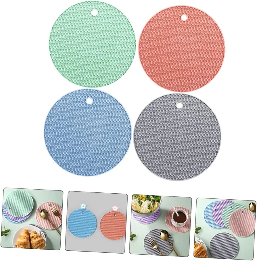 4 PCS Silicone Trivet Mats, Food Grade Silicone, BPA Free, Versatile Silicone Hot Pads for Kitchen, Suitable for Fondue Mats, Can Openers and Spoon Rests