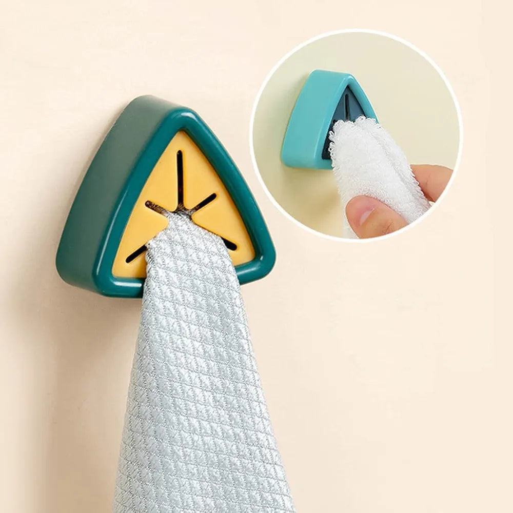 Punch-Free Self Adhesive Towel Plug Holder Towel Hook, Self Adhesive Wall Hand Towel Rack, Triangular Plastic Rag Storage Rack, Can Be Used In Bathrooms, Kitchens And Homes,Cabinets,White ( 4ps )