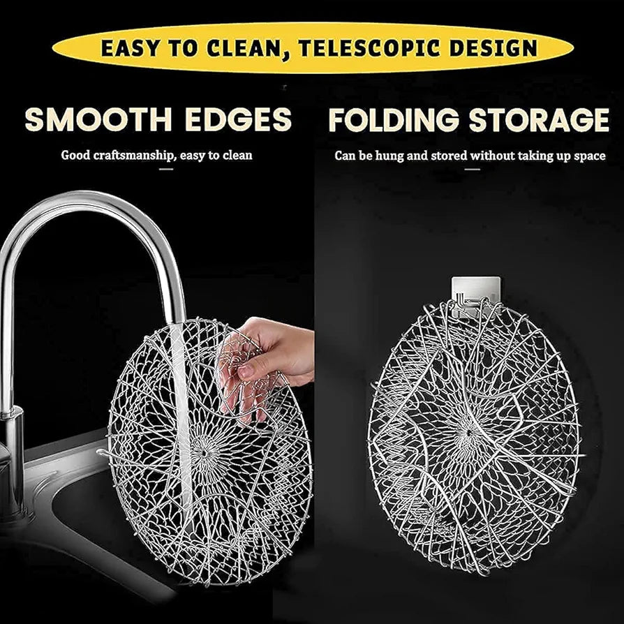 Stainless Steel Deep Fry Strainer for Kitchen | Foldable Steam Rinse Deep Frying Basket | Rinsing Frying Steaming/Oil Cooking Jhara/Filter/Channi for Chips & Pasta