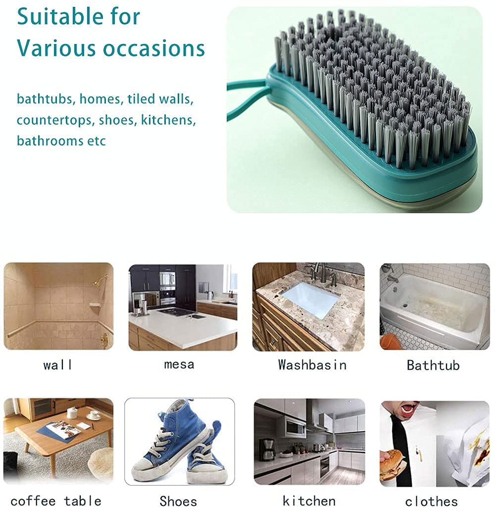 Refillable Liquid Cloth Brush Convenient and Eco-Friendly Fabric Cleaning with Liquid Dispenser Laundry Scrub Brush Clothes Shoes etc Washing Scrubbing Brush, with Easy Grip (Multicolor)