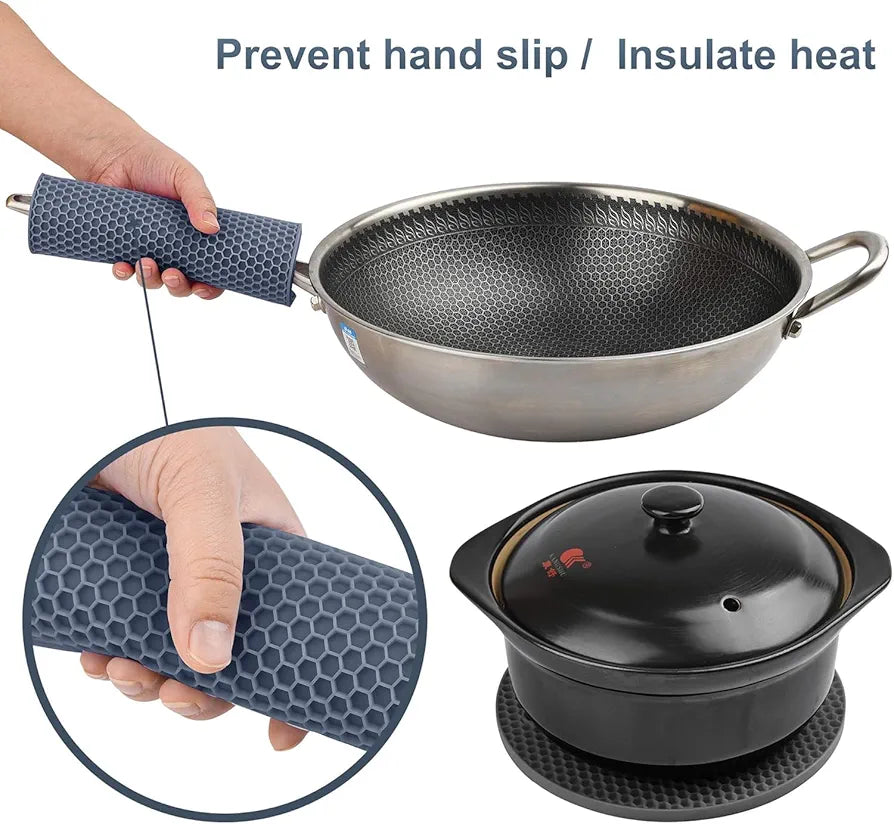 4 PCS Silicone Trivet Mats, Food Grade Silicone, BPA Free, Versatile Silicone Hot Pads for Kitchen, Suitable for Fondue Mats, Can Openers and Spoon Rests
