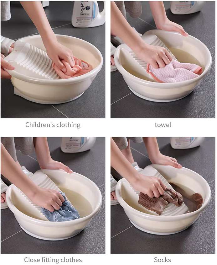 Plastic 1 Piece Wash Board/Washing Board for Clothes/Wash Board Basin for Washing Clothes/Wash Board Basin Tub for Clothes/Wash Board Basin/Anti-Slip Board for Small Clothes