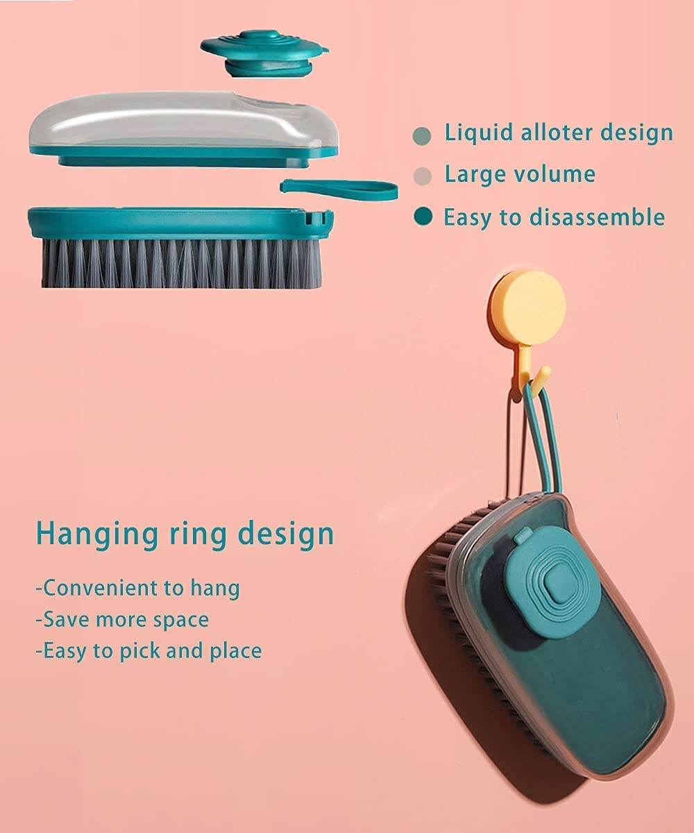 Refillable Liquid Cloth Brush Convenient and Eco-Friendly Fabric Cleaning with Liquid Dispenser Laundry Scrub Brush Clothes Shoes etc Washing Scrubbing Brush, with Easy Grip (Multicolor)