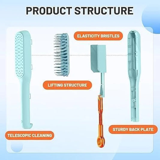 Self-Cleaning Anti-Static Massage Comb, One-Pull Clean Massage Comb, Easy Clean Hair Brush, Scalable Rotate Lifting Self Cleaning Hairbrush Hair Styling Tools For Women (Pack Of 1)