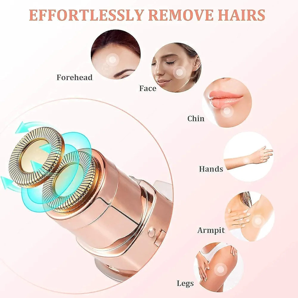 2 in 1 Beuty Facial Hair Remover Machine For Women Face Chin Cheek Forehead Eyebrow Upper Lip Hair Remover For Women | Usb Rechargeable 2 in 1 Epilator Machine For Women Eyebrow Trimmer Razor Portable PAINFREE Electric Lady Shaver