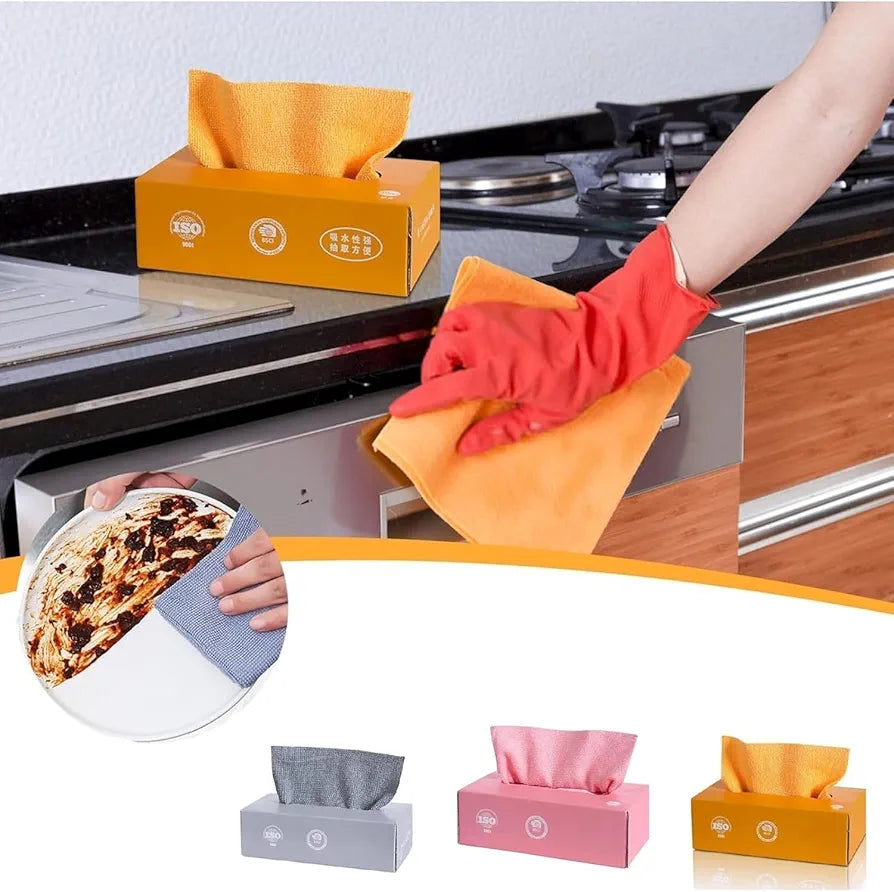 Microfiber Cleaning Cloth - 20 PCS Reusable Microfiber Multi Functional Cleaning and Drying Wipes for Home Kitchen & Office | Strong Absorbent Cleaning Cloth with Dispenser Box (Pack of 1 Box) multicolour