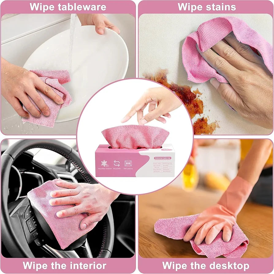 Microfiber Cleaning Cloth - 20 PCS Reusable Microfiber Multi Functional Cleaning and Drying Wipes for Home Kitchen & Office | Strong Absorbent Cleaning Cloth with Dispenser Box (Pack of 1 Box) multicolour