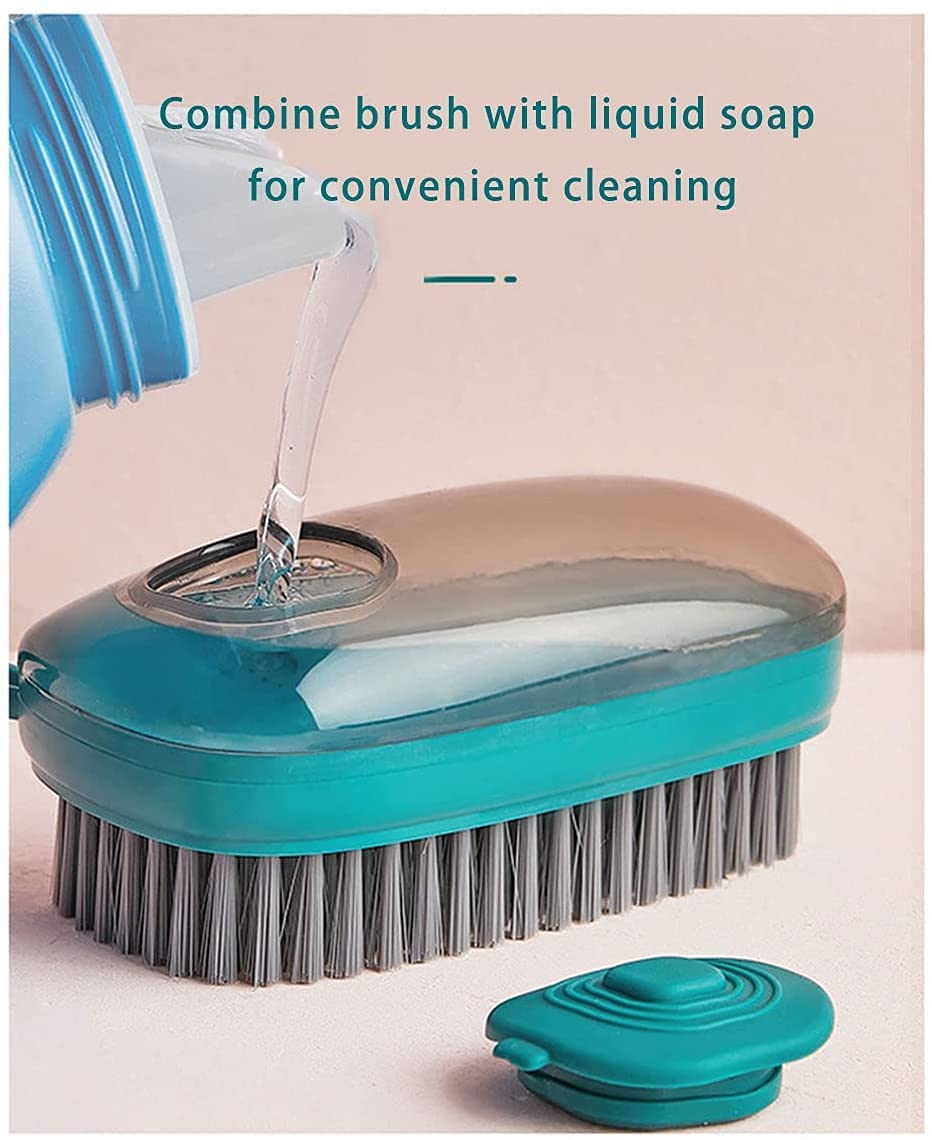 Refillable Liquid Cloth Brush Convenient and Eco-Friendly Fabric Cleaning with Liquid Dispenser Laundry Scrub Brush Clothes Shoes etc Washing Scrubbing Brush, with Easy Grip (Multicolor)