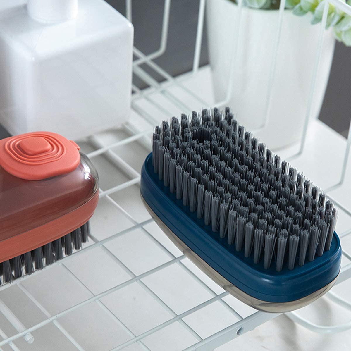 Refillable Liquid Cloth Brush Convenient and Eco-Friendly Fabric Cleaning with Liquid Dispenser Laundry Scrub Brush Clothes Shoes etc Washing Scrubbing Brush, with Easy Grip (Multicolor)