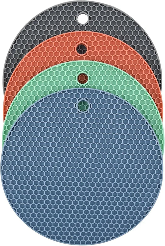 4 PCS Silicone Trivet Mats, Food Grade Silicone, BPA Free, Versatile Silicone Hot Pads for Kitchen, Suitable for Fondue Mats, Can Openers and Spoon Rests