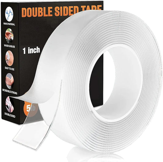 Double Sided Tape Heavy Duty, Multipurpose Removable Clear & Tough Mounting Tape Sticky Adhesive, Reusable Strong Wall Tape Picture Hanging Strips Poster Carpet Tape