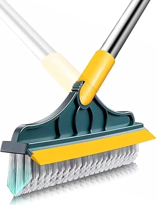Floor Brush- 2 In 1 Long Handle Wiper Stiff Bristle Floor Brush