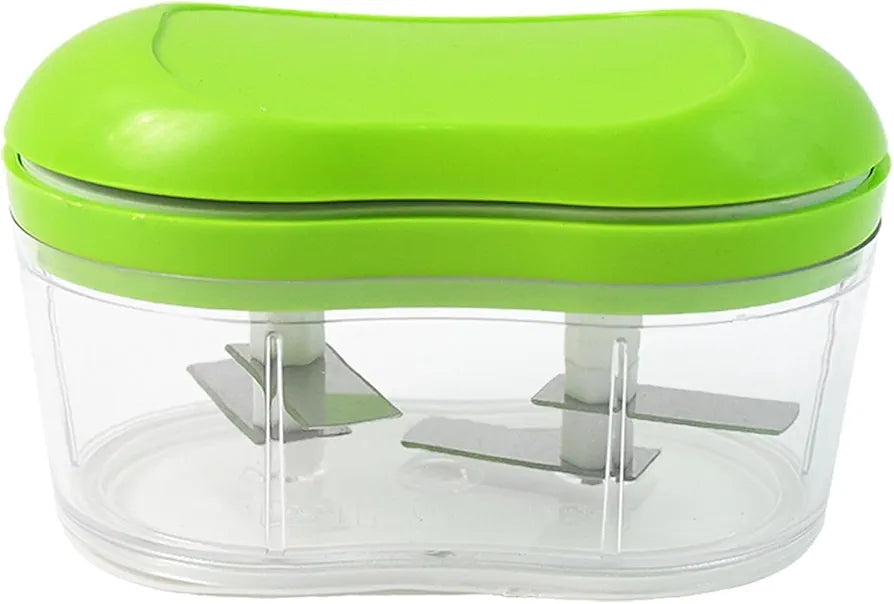 Hand Push Manual Food Chopper & Garlic Cutter – Mini Vegetable Dicer with Stainless Steel Blades | BPA-Free Onion, Ginger, Chili & Herb Chopper for Kitchen, Travel & RV Use