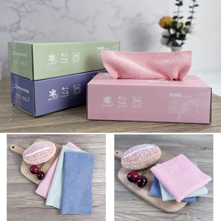 Microfiber Cleaning Cloth - 20 PCS Reusable Microfiber Multi Functional Cleaning and Drying Wipes for Home Kitchen & Office | Strong Absorbent Cleaning Cloth with Dispenser Box (Pack of 1 Box) multicolour
