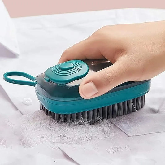 Refillable Liquid Cloth Brush Convenient and Eco-Friendly Fabric Cleaning with Liquid Dispenser Laundry Scrub Brush Clothes Shoes etc Washing Scrubbing Brush, with Easy Grip (Multicolor)