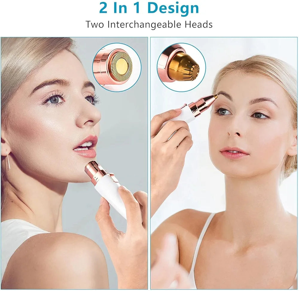 2 in 1 Beuty Facial Hair Remover Machine For Women Face Chin Cheek Forehead Eyebrow Upper Lip Hair Remover For Women | Usb Rechargeable 2 in 1 Epilator Machine For Women Eyebrow Trimmer Razor Portable PAINFREE Electric Lady Shaver