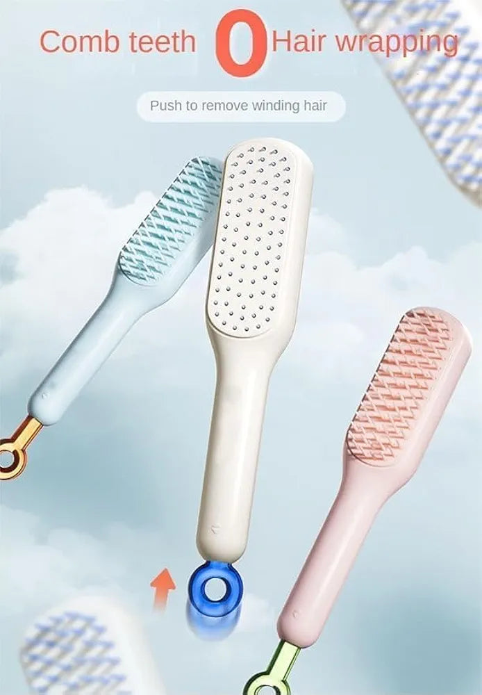 Self-Cleaning Anti-Static Massage Comb, One-Pull Clean Massage Comb, Easy Clean Hair Brush, Scalable Rotate Lifting Self Cleaning Hairbrush Hair Styling Tools For Women (Pack Of 1)