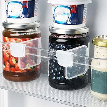 Refrigerator Internal Drawer Shelf Divider Clip Expandable Fridge Drawers Storage Partition Clips Storage Organizer Space Dividing Bottle ( 4ps white)