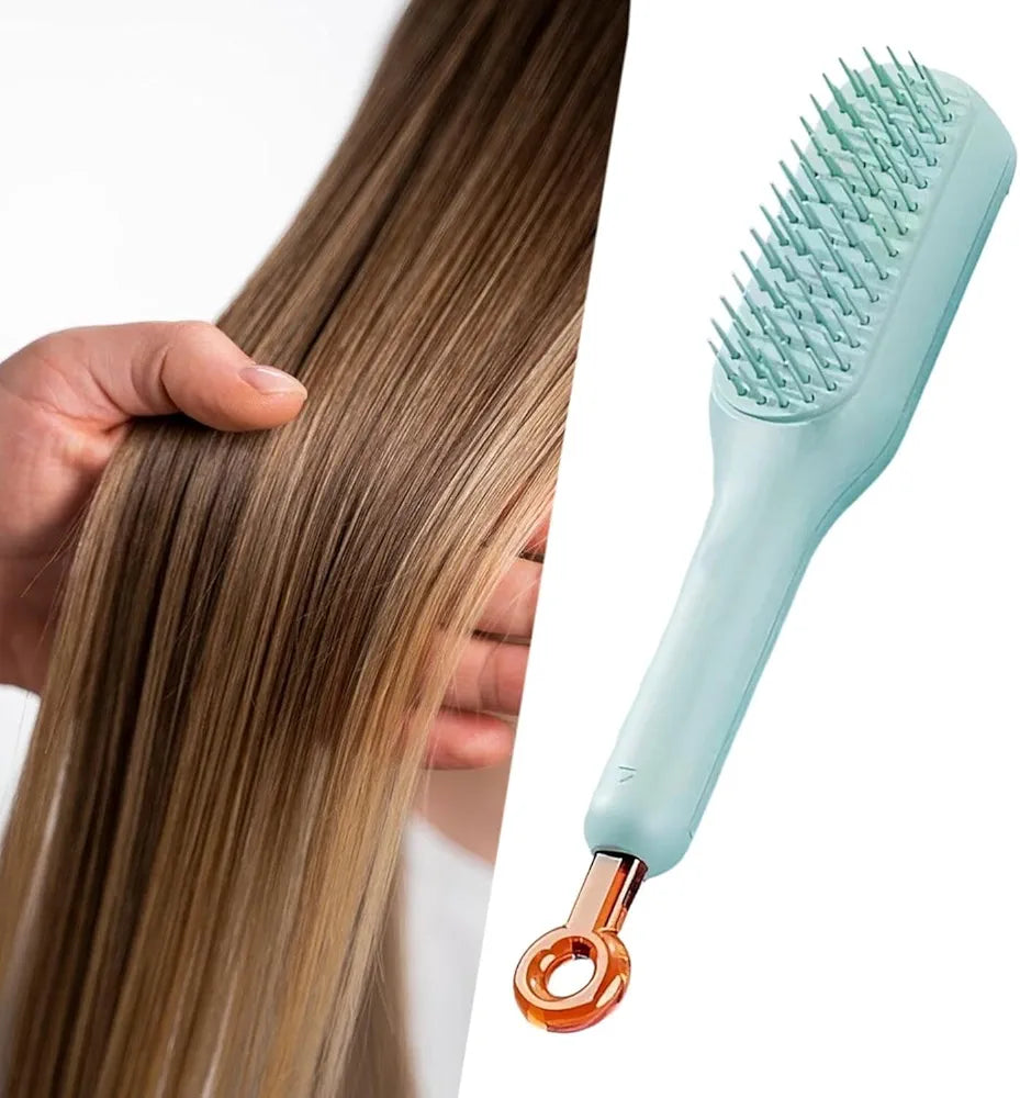 Self-Cleaning Anti-Static Massage Comb, One-Pull Clean Massage Comb, Easy Clean Hair Brush, Scalable Rotate Lifting Self Cleaning Hairbrush Hair Styling Tools For Women (Pack Of 1)