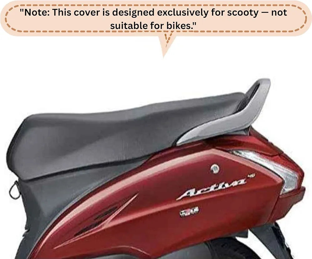 Black Leather Seat Cover for Honda Activa - Fits All Models (3G/4G/5G/6G), Waterproof, Heat Resistant, Rope Fitted, Durable and Stylish Protection